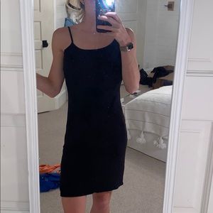 Aritiza Ribbed black slip dress